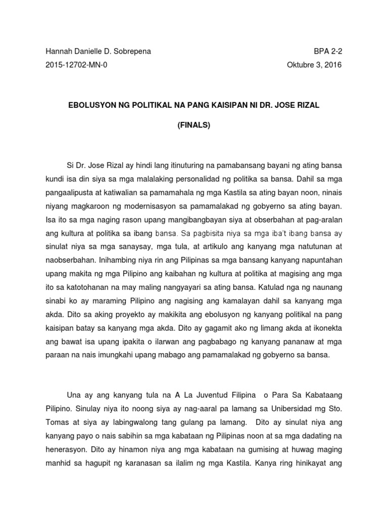 Rizal Finals | PDF