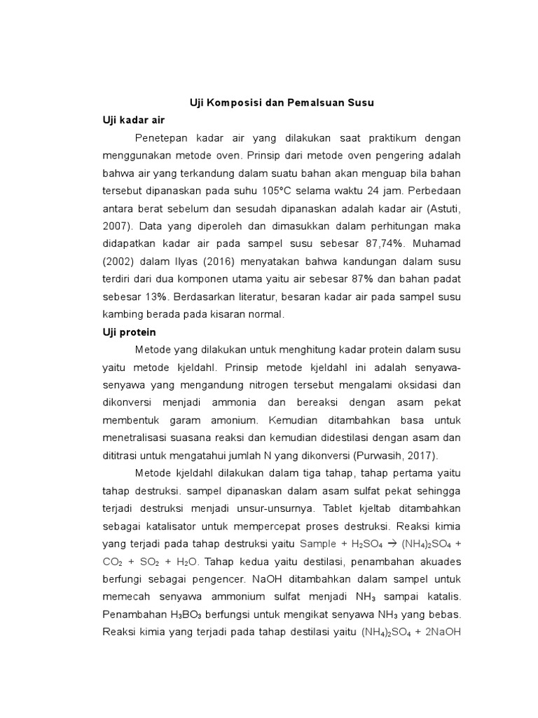 Uji Komposisi Dan Pemalsuan Susu Kambing | PDF