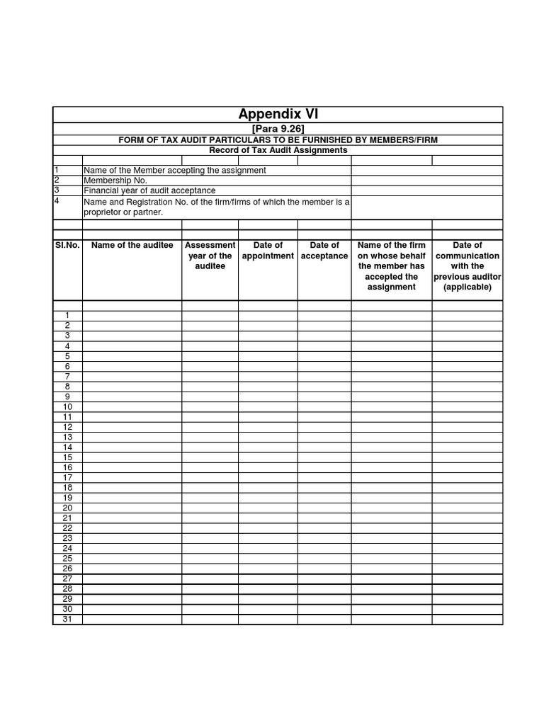 Tax Audit Register | PDF