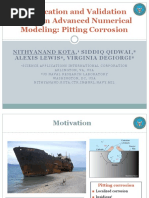 Verification and Validation Issues in Advanced Numerical Modeling: Pitting Corrosion