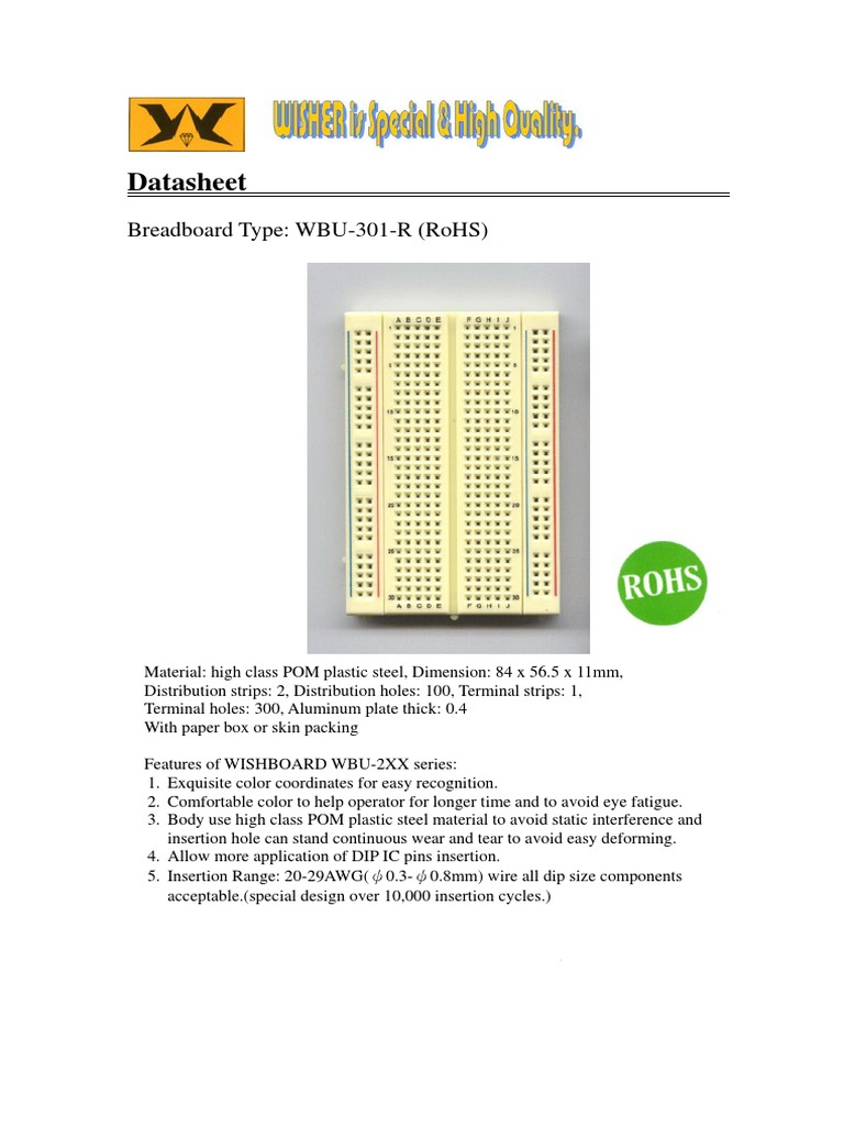 WBU-301-R Breadboard Specifications | PDF