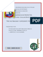 Trabajo de Factibilidad y Expediente Técnico