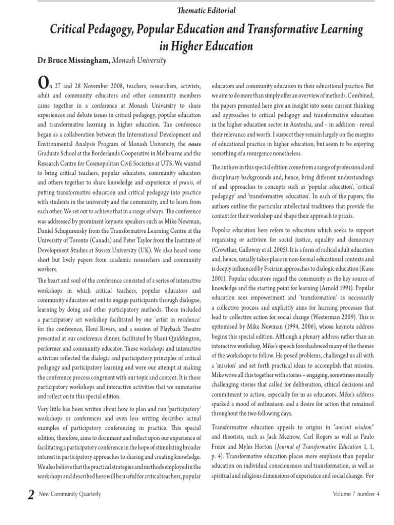 Participatory Learning in Higher Ed | PDF | Pedagogy | Teachers