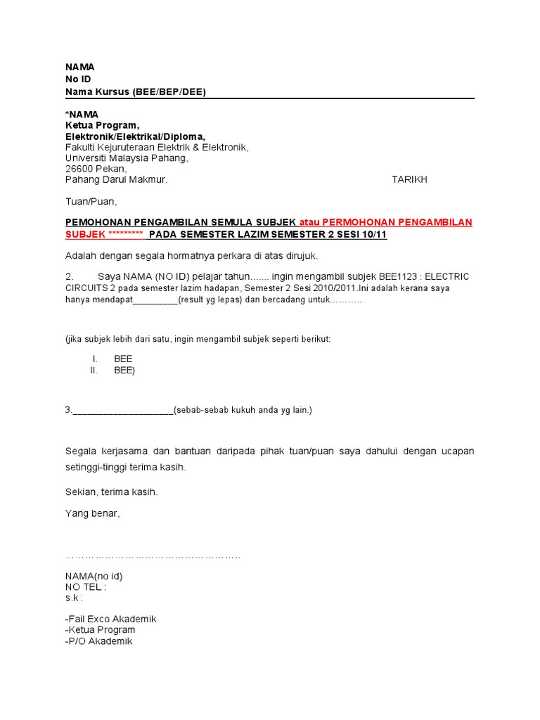 Contoh Surat Permohonan | PDF