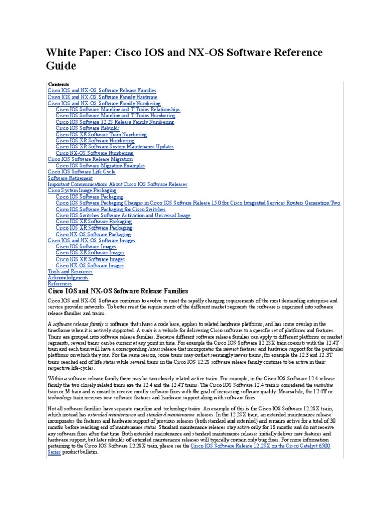 White Paper Cisco IOS and NX-OS Software Reference Guide | PDF | Cisco ...