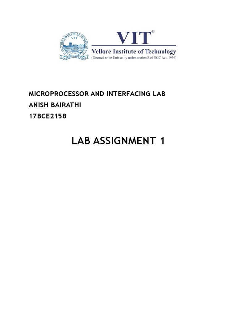Lab Assignment 1: Microprocessor and Interfacing Lab Anish Bairathi ...