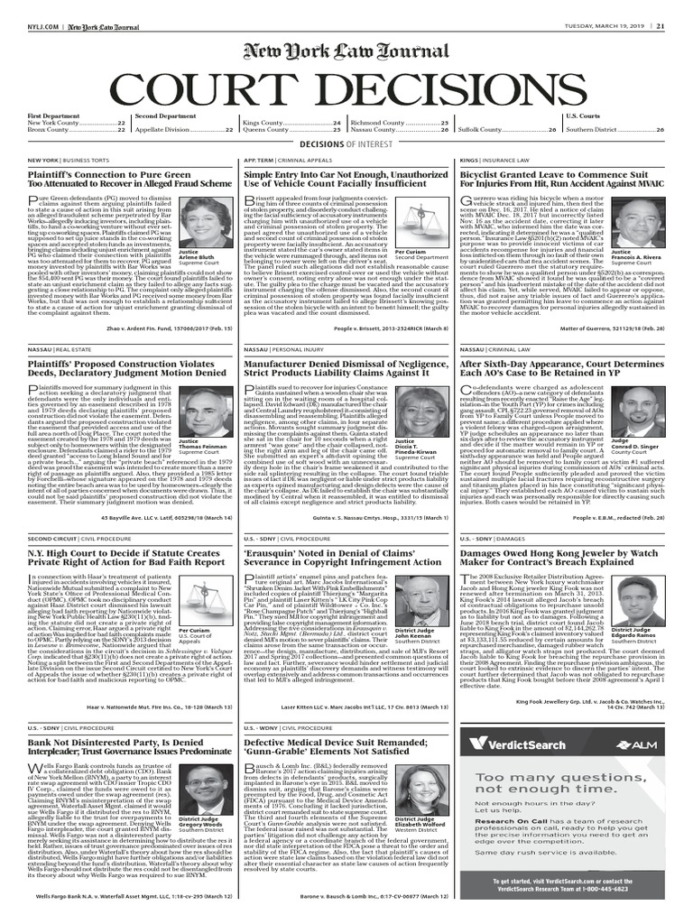NYLJtuesdayB PDF | PDF | Product Liability | Lawsuit