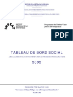 Tableau de Bord Social (2002) : Appui À La Mise en Place D'un Système National Intégré de Suivi de La Pauvreté À Madagascar