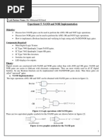 Experiment 5: NAND and NOR Implementation: The NAND Gate Are Shown Below in Figure