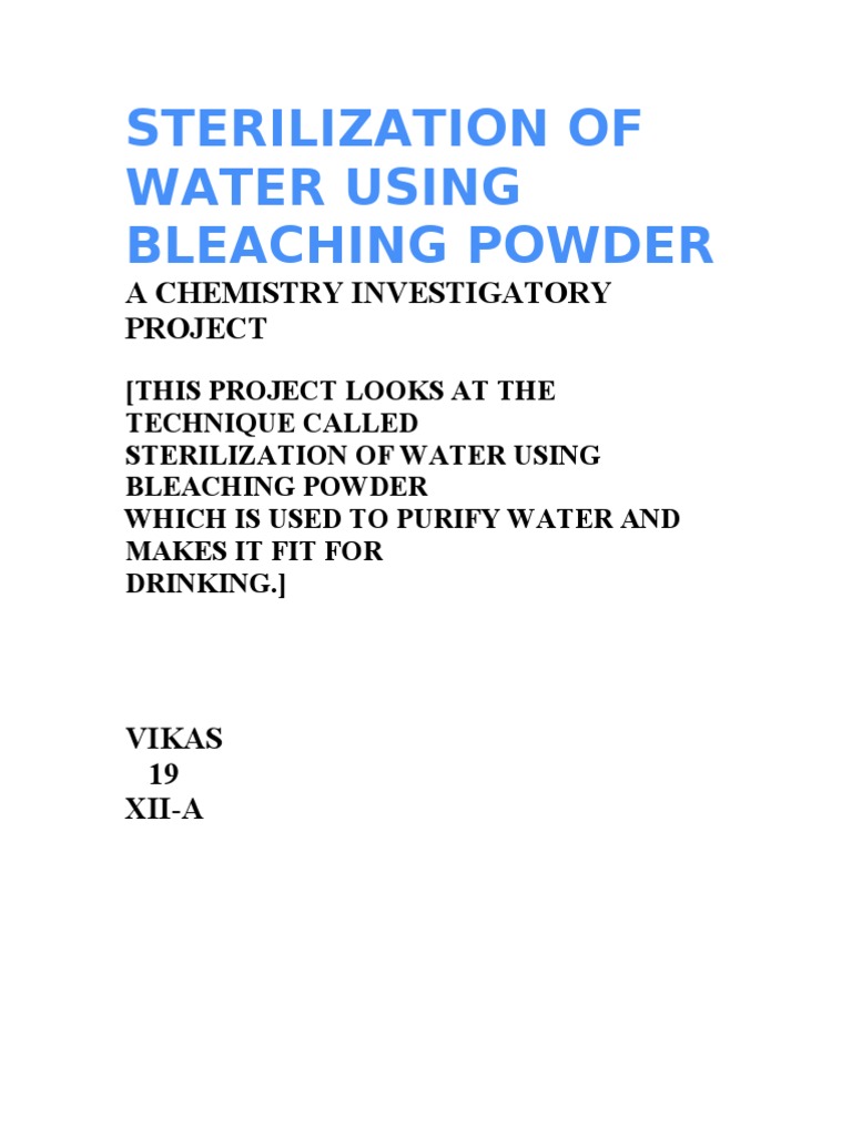 Sterilization Water Purification Bleach