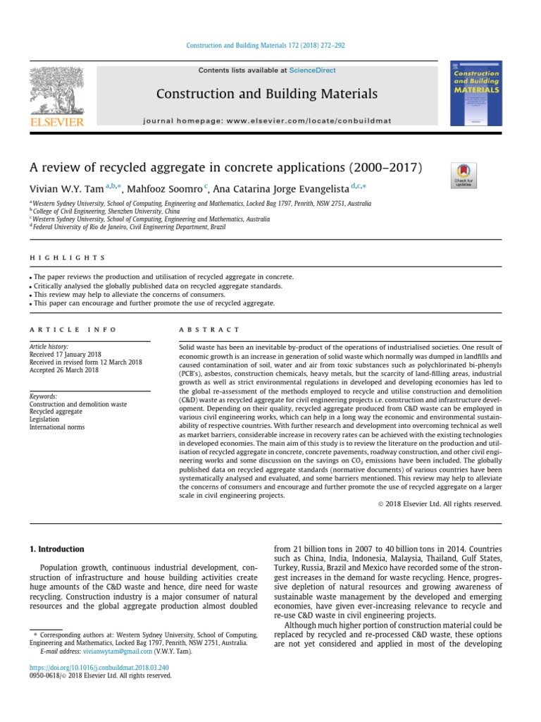 Recycled Aggregate in Concrete: A Review | PDF | Recycling ...