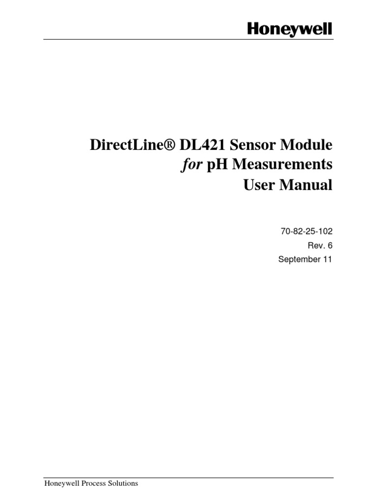Directline® Dl421 Sensor Module User Manual: For PH Measurements | PDF ...