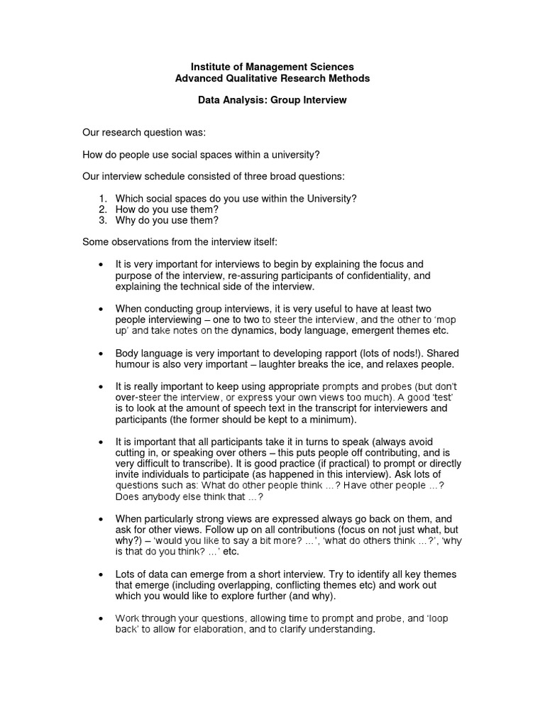 Group Interview Transcript | PDF | Interview | Qualitative Research