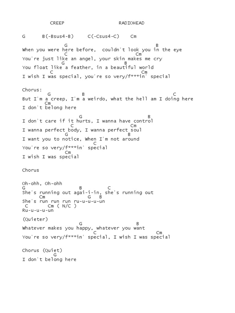 Ferkel Marine Abdrehen creep ukulele chords Nachweisbarer Vorarbeiter