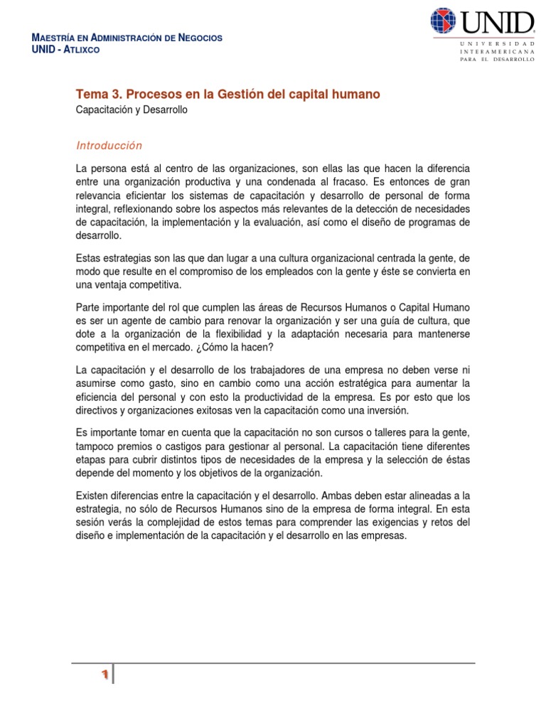 Capacitación Y Desarrollo En La Gestion Del Capital Humano Pdf
