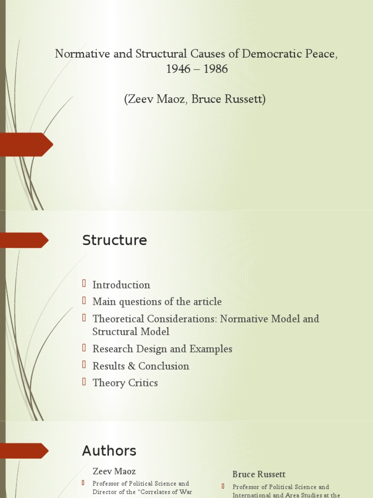 Causes of Democratic Peace, 1946-1986 | PDF | Democracy | Political ...