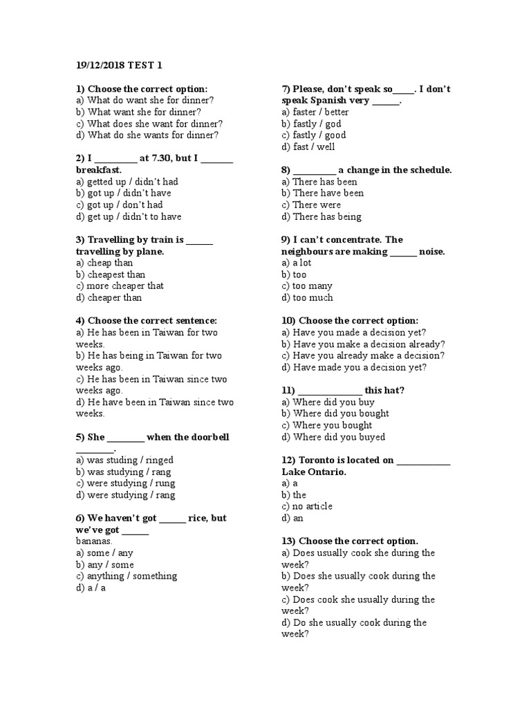 Test Guardia Civil Inglés PDF Cuisine
