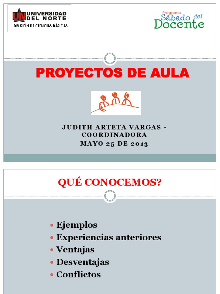 Proyectos de Aula PDF | PDF | Salón de clases | Maestros