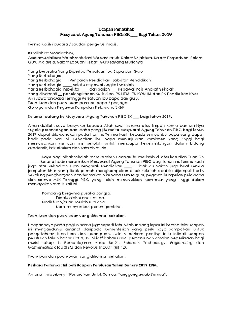 Teks Ucapan Gb 2019 Pdf