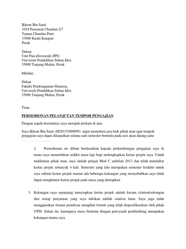 Cth Surat Pelanjutan Pdf