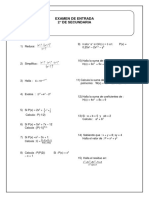 Examen de entrada 2° de secundaria con 15 problemas de álgebra