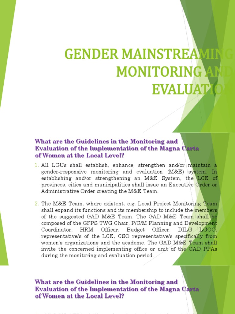 GAD Monitoring and Evaluation Guidelines | PDF | Gender Mainstreaming ...
