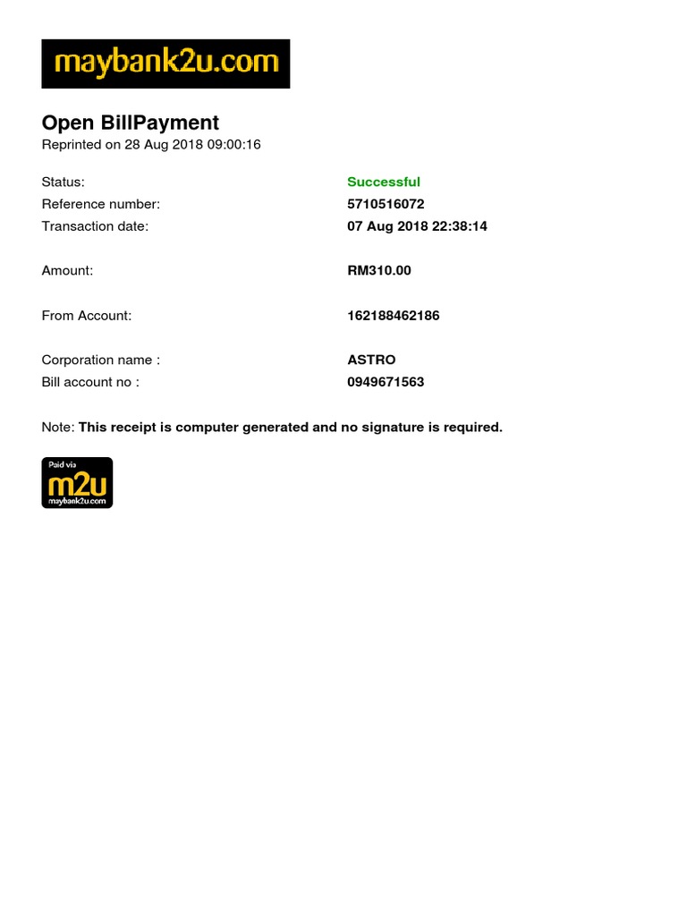 Astro Bill Payment Receipt | PDF
