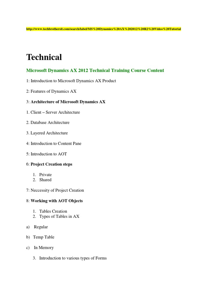 Dynamics AX 2012 Technical Training Guide | PDF | Microsoft Sql Server ...