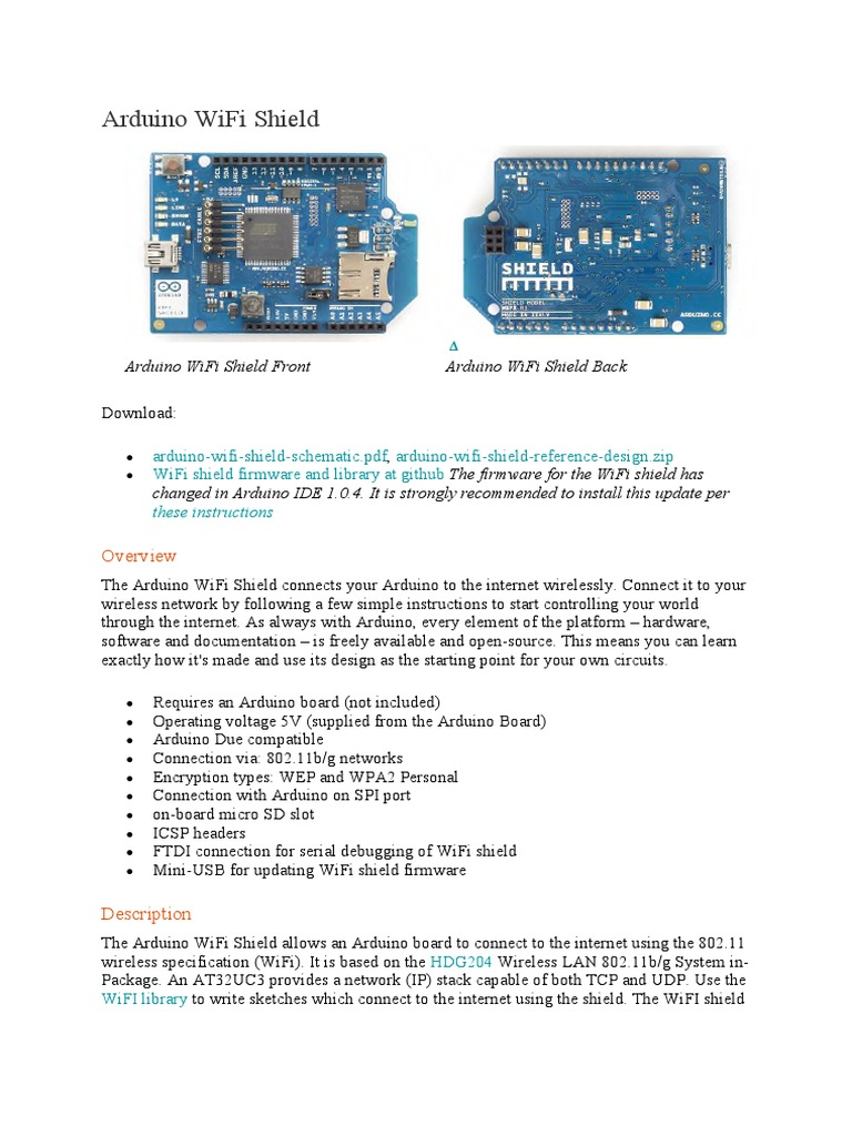 Arduino Wifi Shield Front Arduino Wifi Shield Back | PDF | Arduino | Wi Fi
