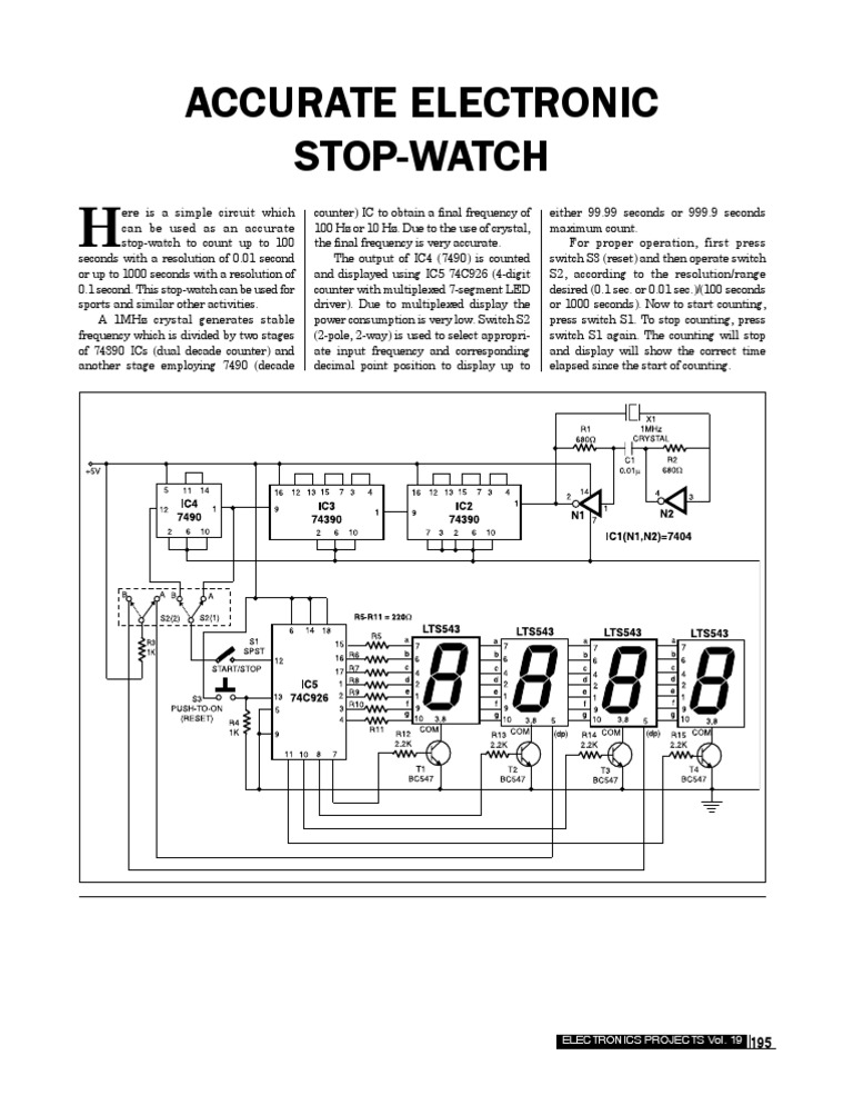 Accurate Electronic Stop-Watch Project | PDF | Technology & Engineering