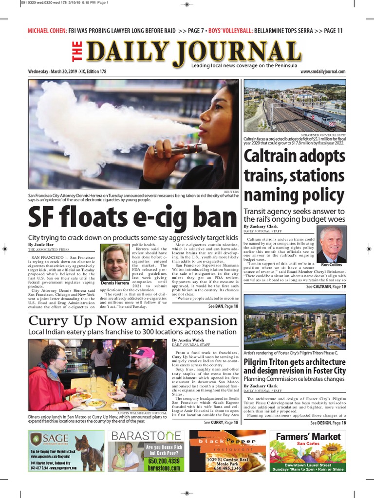 San Mateo Daily Journal 03-20-19 | PDF | Electronic Cigarette