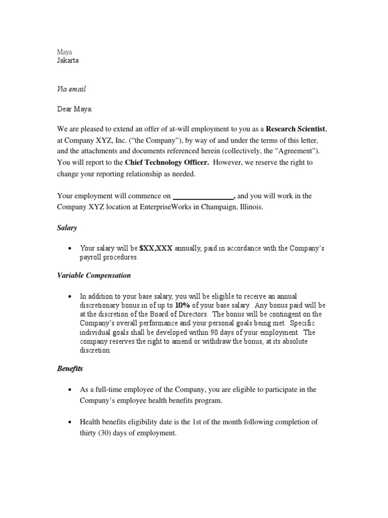 Employment Offer Letter Example Jakarta Injunction Private Law