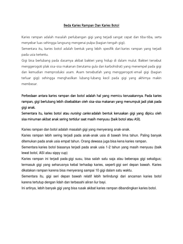 Perbandingan Karies Rampan dan Botol | PDF