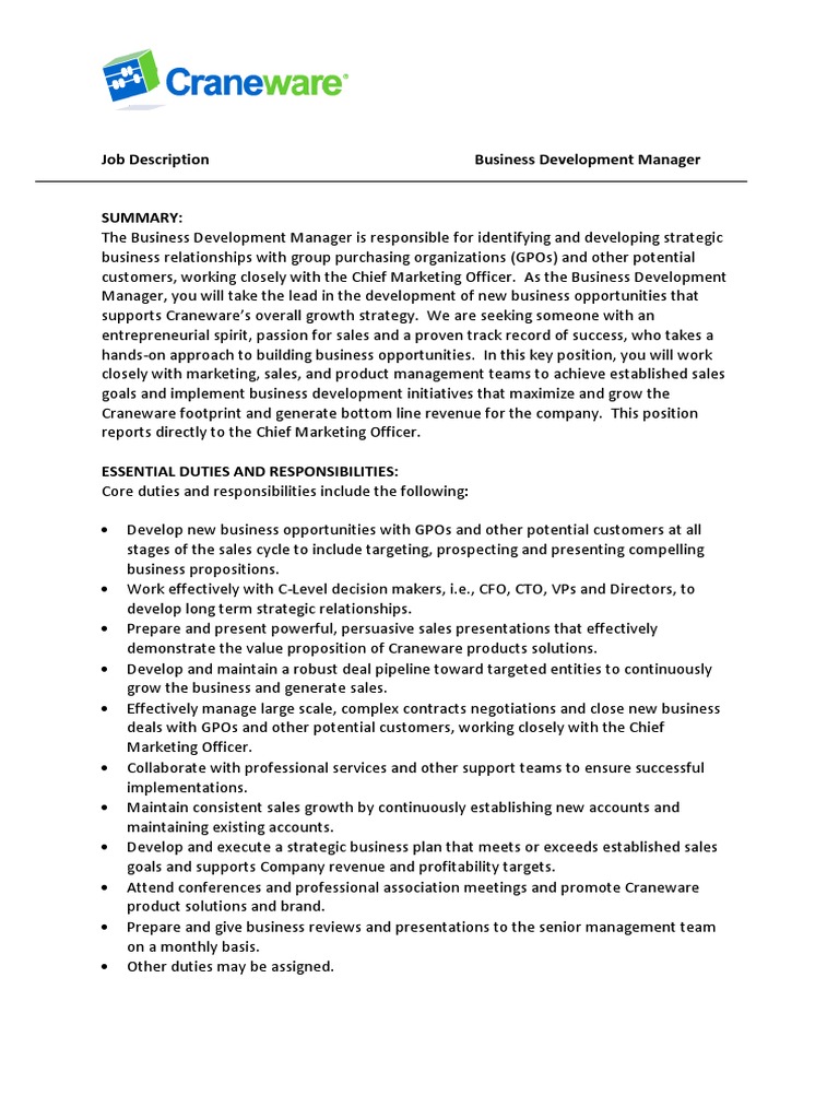 Roles And Responsibilities Of Business Development Officer