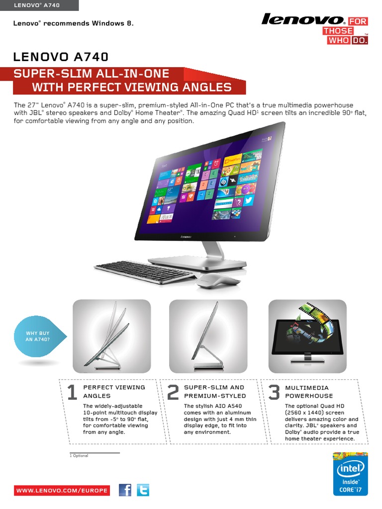 Lenovo Desktop A740 Datasheet | PDF | Desktop Computer | Lenovo