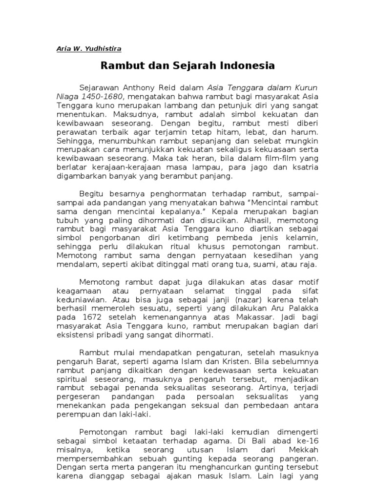  Rambut  Dan Sejarah  Indonesia 