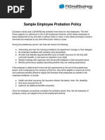 Sample Employee Probation Policy