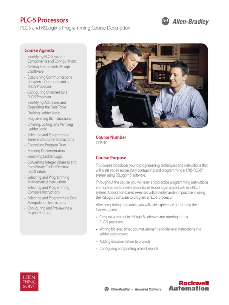 CCP410 - PLC-5 and RSLogix 5 Programming | PDF | Computer Program ...