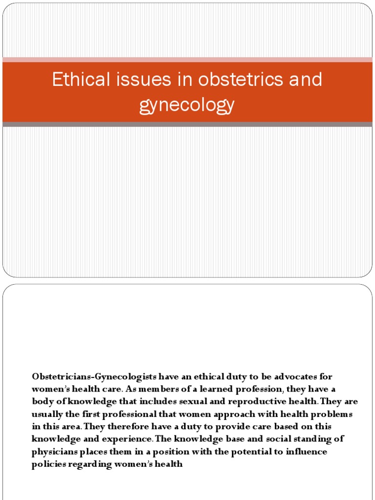 Ethical Issues in Obstetrics and Gynecology | PDF