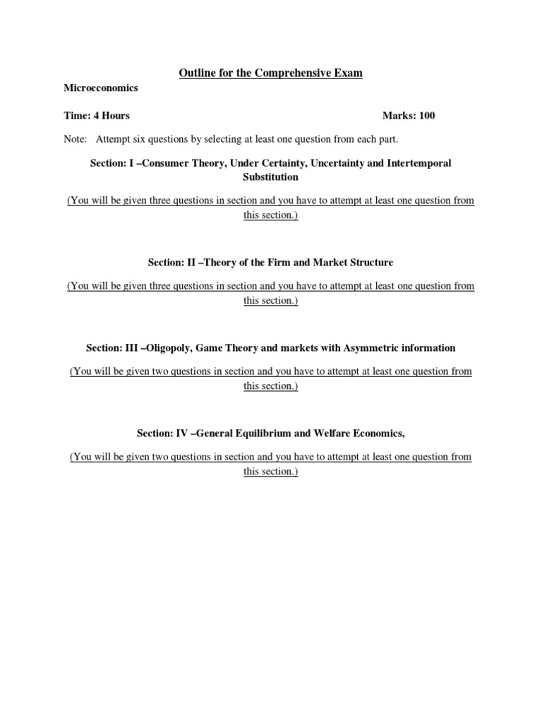 Comprehensive Exam Outline: Economics | PDF | Macroeconomics | Economics