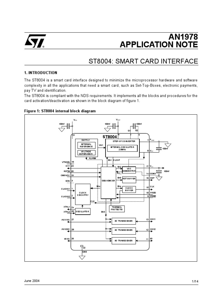 AN1978 Application Note: St8004: Smart Card Interface | PDF | Capacitor ...