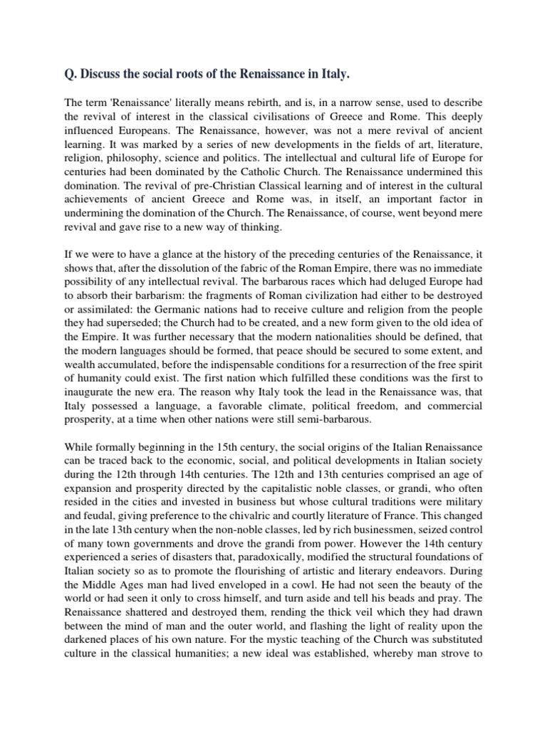 Social Roots of Renaissance | PDF | Renaissance | Classical Antiquity