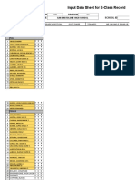 Input Data Sheet For E-Class Record: Region Division School Name School Id