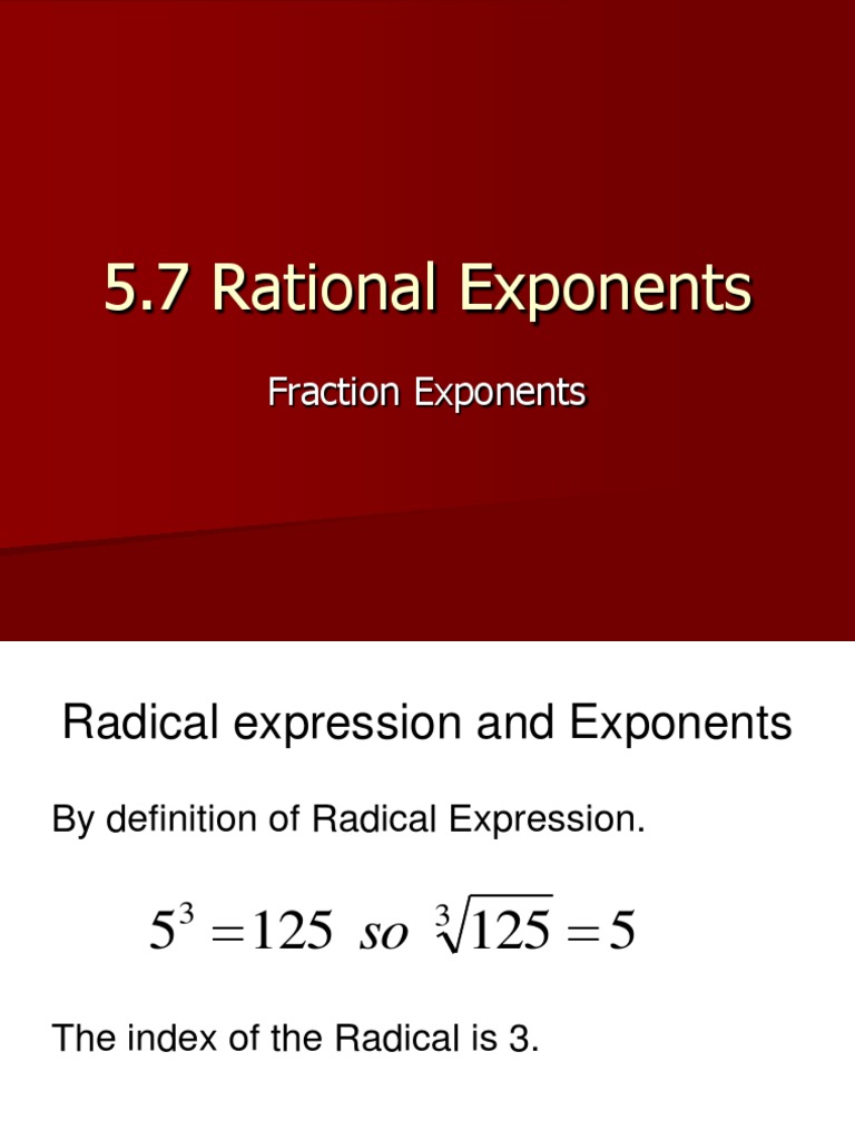 Understanding Rational Exponents | PDF | Fraction (Mathematics ...
