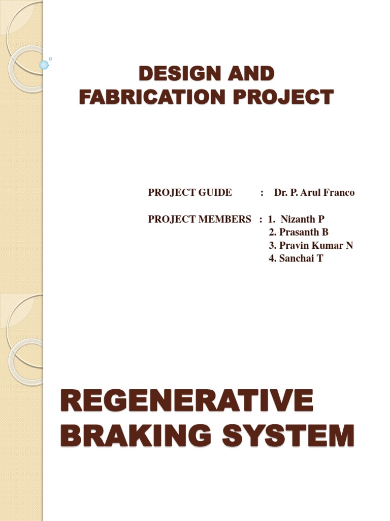 Project Report On Regenerative Braking System PDF Brake Vehicles