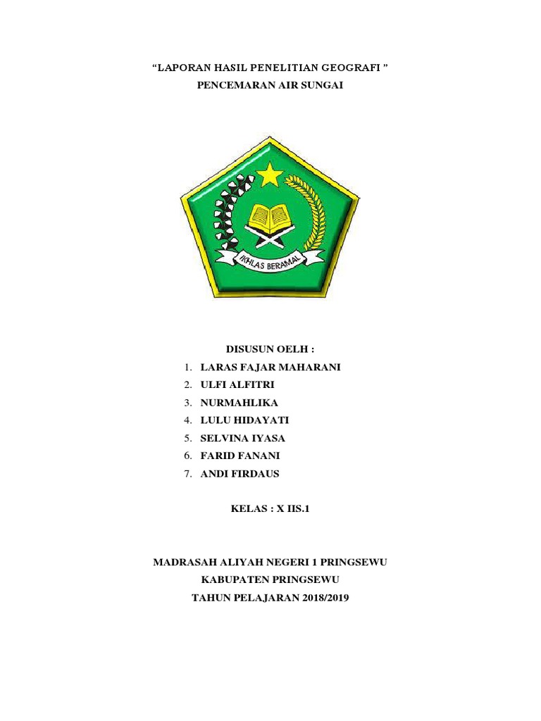 Laporan Hasil Penelitian Geografi Pencemaran Air Sungai