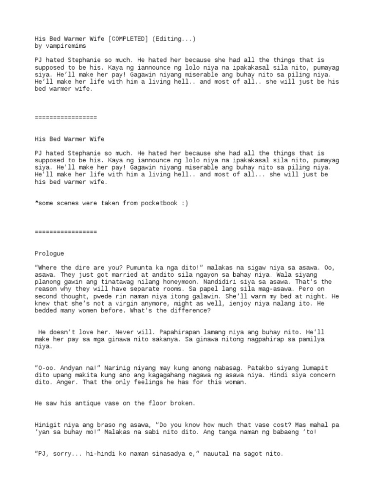 His Bed Warmer Wife (Editing... ) PDF