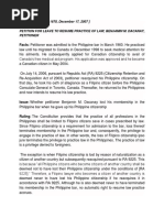 Petition For Leave To Resume Practice of Law, Benjamin M. Dacanay, Petitioner