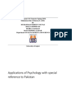Applications of Psychology With Special Reference To Pakistan