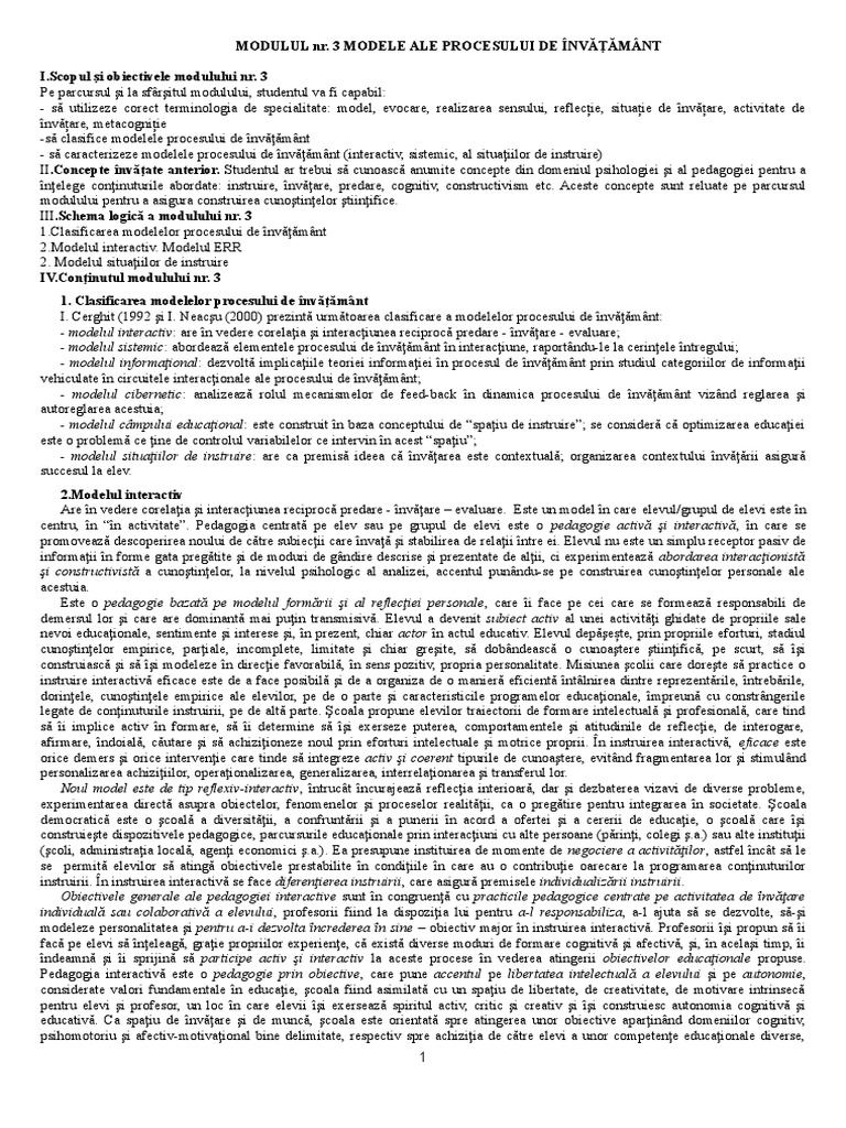 Modele Proces Invatamant 3 Nov | PDF